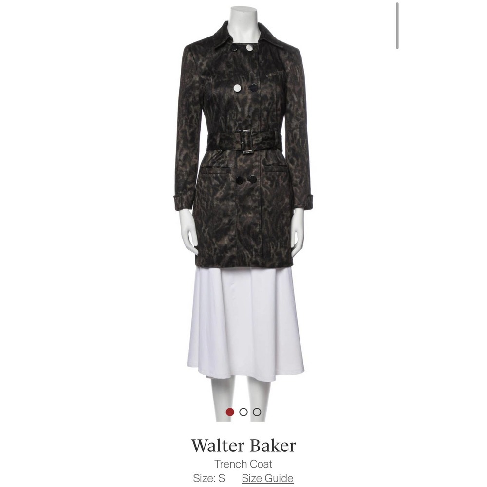 Walter Baker Animal Print Belted Double Breasted Trench Coat Women Size Small - Picture 10 of 10